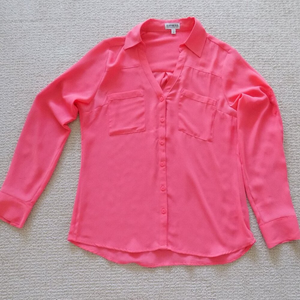 EXPRESS PORTOFINO WOMENS COLLARED BUTTON DOWN WORK SHIRT BLOUSE